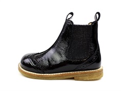 Angulus black glitter ankle boots with perforated pattern